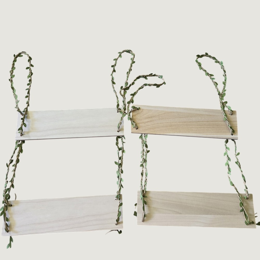 Boho‎ Wood Hanging Rope Shelf Set Faux Ivy Vine Garland Cottagecore 2 Pack
